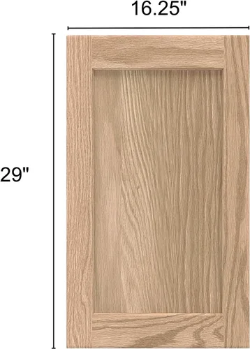 Miniatura 3 de 16.25W x 29H Puerta de gabinete de cocina de roble sin terminar estilo shaker de reemplazo