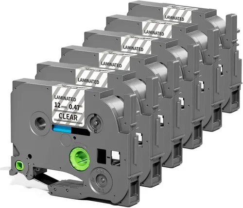 Paquete de 6 cintas para etiquetar de 0.472 in, 0.47 pulgadas, repuesto para cinta de etiquetas Brother P Touch TZe131 TZ-131, compatible con