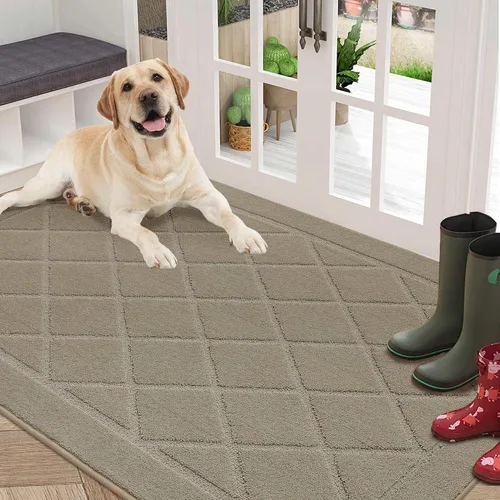 Miniatura 23 de BEQHAUSE Tapete para puerta de 20 x 32 pulgadas, tapete antideslizante para puerta, lavable, tapete para puerta de perro, resistente a las manchas