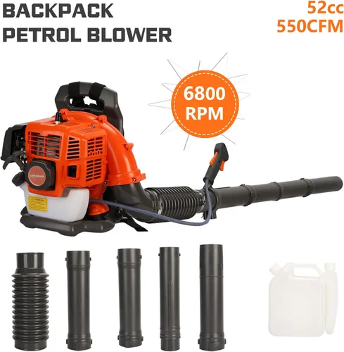Miniatura 8 de Soplador de hojas a gas - Mochila de 52 CC 550CFM, 2 tiempos, soplador de hojas a gas, soplador de césped de césped, refrigeración por aire, pasto