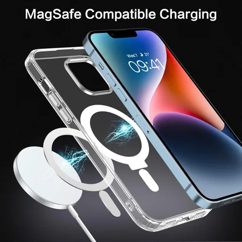 Miniatura 4 de DUEDUE Funda magnética para iPhone 14, funda para iPhone 13 con soporte invisible [compatible con Magsafe], funda protectora de cuerpo completo