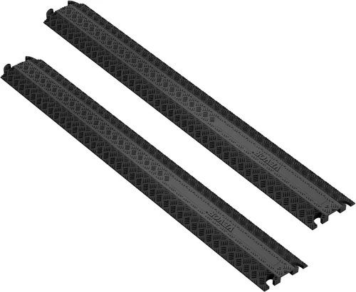 Miniatura 12 de VEVOR Paquete de 1 Cubierta de Cable Desplegable, Rampa Protectora de Cable y Manguera de Servicio Pesado de 2 Canales, Cubierta de Cable de Piso