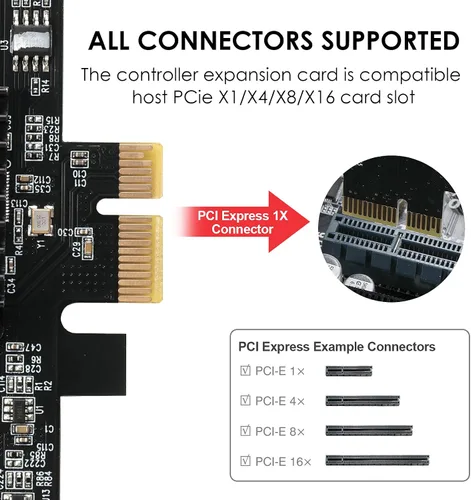 Miniatura 3 de PCle Tarjeta de expansión de controlador SATA III de 16 puertos, 6Gbps X1/X4/X8/X16, soporta 16 dispositivos SATA con cables y soporte de perfil