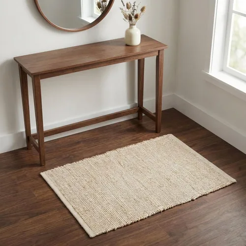 Miniatura 35 de RedEarth · Alfombra rectangular - 2'x3' de yute natural trenzada con respaldo antideslizante - Alfombra boho tejida a mano para dormitorio, cocina