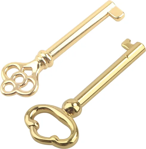 Miniatura 7 de Llave de esqueleto genérica KY-2 y KY-3 latón antiguo chapado en latón hueco llaves antiguas (superficie chapada en oro) para gabinetes, puertas