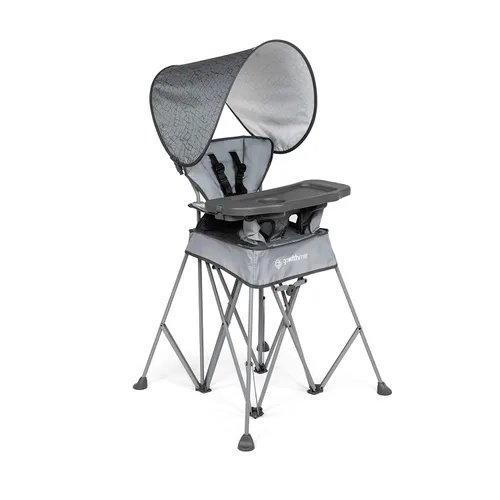 Baby Delight Go with Me Uplift - Silla alta portátil de lujo, silla alta de viaje, toldo para el sol, interior y exterior, color gris elefante Gris