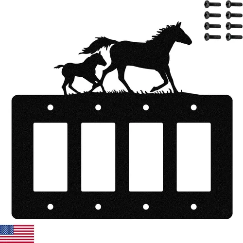 Miniatura 7 de Mare & Foal - Placa de pared para interruptor de luz de palanca (palanca simple, negro) - Fabricado en Estados Unidos