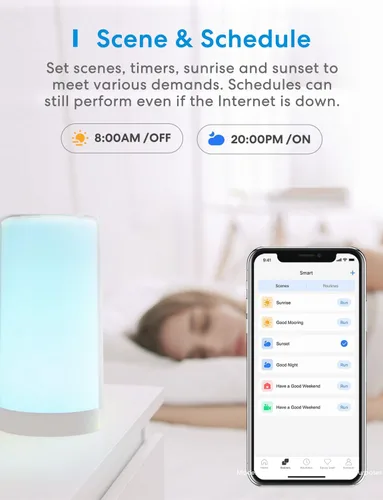 Miniatura 6 de meross Lámpara de mesa inteligente, lámpara de noche, compatible con Apple HomeKit, Siri, Amazon Alexa y SmartThings, blanco sintonizable
