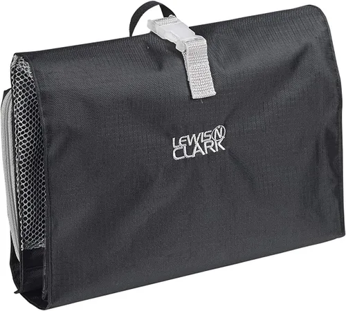 Lewis N. Clark Neceser colgante para accesorios de viaje, champú, cosméticos + artículos personales con compartimento impermeable y diseño plegable,