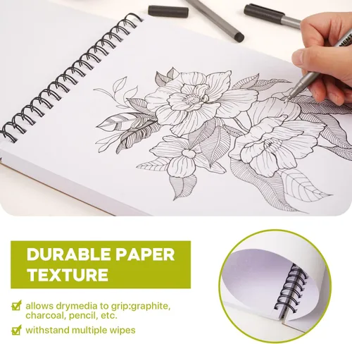 Miniatura 2 de CONDA Cuaderno de bocetos de 9 x 12 pulgadas, bloc de bocetos con espiral superior, 100 hojas (60 lb/90 GSM), papel de bocetos duradero libre