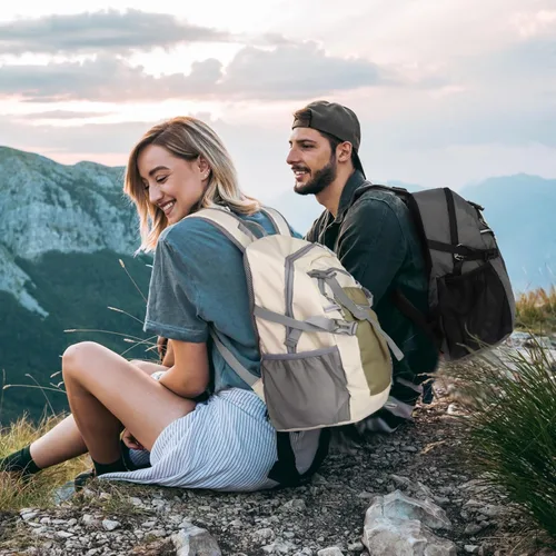 Miniatura 2 de Mochila de senderismo para mujeres y hombres de 20 litros con bolsillo extraíble para teléfono, mochila de viaje ligera pequeña mochila de Beige