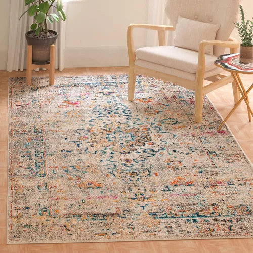 Miniatura 20 de SAFAVIEH Madison Collection - Alfombra decorativa de 2 pies 2 pulgadas x 4 pies, color verde y turquesa, diseño envejecido, no desprende pelusa