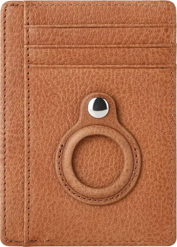 GINNZOO Cartera para hombre con soporte AirTag, cartera delgada minimalista con bolsillo frontal para AirTag RFID bloqueo cartera con ventana de