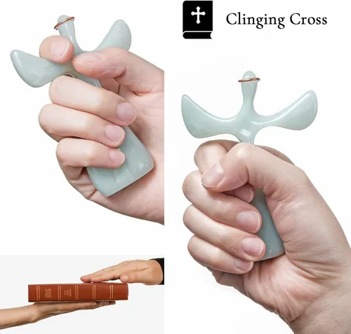 Miniatura 4 de Cruz de oración, diseño de mano, cómodo para adaptarse a tu mano, regalo cristiano fiel para el hogar o escritorio, meditación y exhibición, resina