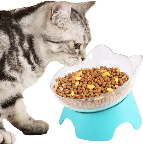 Miniatura 2 de MILIFUN Platos Elevados para Comida de Gatos con Soporte, Platos para Comida o Agua, Tazón Inclinado, Plato para Mascotas con Soporte