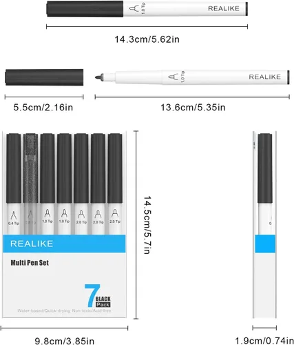 Miniatura 7 de REALIKE - Bolígrafos variados para Cricut Maker 3/Maker 4/Maker/Explore 3/4/Air 2/Air, juego de 7 bolígrafos negros, incluye bolígrafo de punta