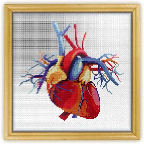 Miniatura 2 de Heart 3D K109 Kit de punto de cruz con conteo #2. Hilos, agujas, tela, cortaúñas, enhebrador de agujas y patrón impreso en el interior. Kit