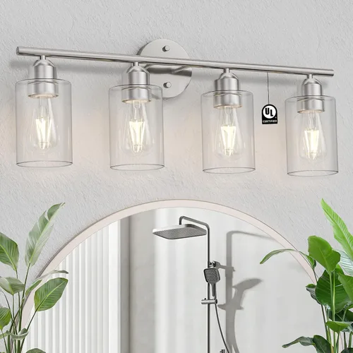 Miniatura 14 de Luz de Tocador de Baño Negra de 2 Luces Luces de Tocador de Baño Rústicas Sobre Espejo, Certificada por UL Apliques de Pared Industriales Modernos