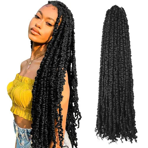 Miniatura 45 de BOHOBABE Cabello de Ganchillo Pre-retorcido Passion Twist de 14 Pulgadas Cabello Corto Ombré Gris Pre-enrollado de Ganchillo Passion Twist para Gris