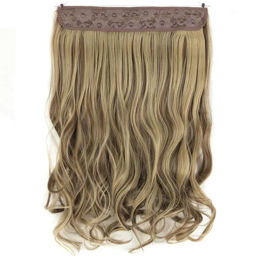 Miniatura 7 de extensiones de cabello sintético tipo halo de 20 pulgadas, 4.41 onzas, rizadas, onduladas, largas, extensiones tipo Hidden Crown con hilo invisible