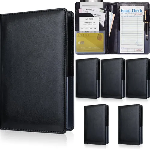 Containlol 6 piezas de libros para camarera, libro de visitas, organizador de dinero de cuero, cartera, organizador de efectivo, cheque, factura,
