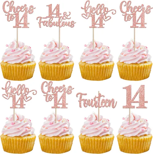 Miniatura 104 de 30 piezas de adornos para cupcakes de 12 cumpleaños feliz, brillantes doce, hola 12, felicitaciones a 12 años, adornos para cupcakes, 12
