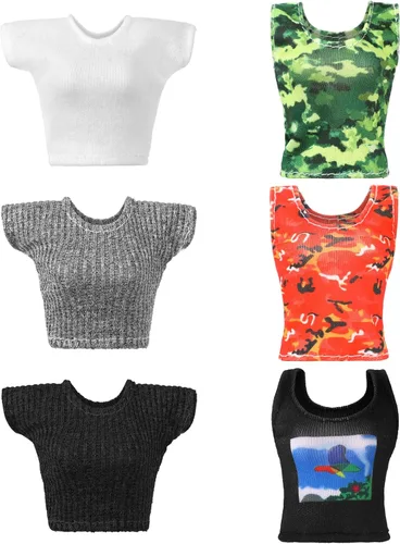 Miniatura 10 de Bencailor 6 piezas de ropa de muñeca para muñeca de verano de 11.8 pulgadas, accesorios de atuendo, abrigo de invierno, tops, traje de baño
