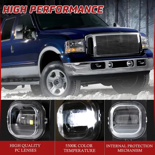 Miniatura 4 de BUNKER INDUST Luces de niebla LED para camionetas Ford F250 F350 F450 F550 SUPER DUTY de 2005, 2006 y 2007, kit de luces de niebla de parachoques