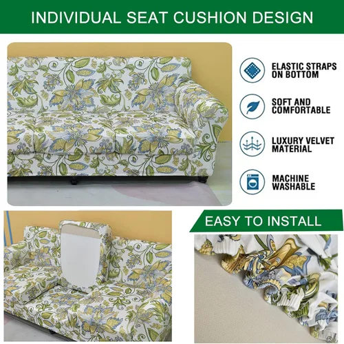 Miniatura 3 de CRFATOP Fundas de sofá de 4 piezas para sofás de 3 cojines, funda elástica con 3 fundas de cojín de asiento separadas, protector de muebles lavable