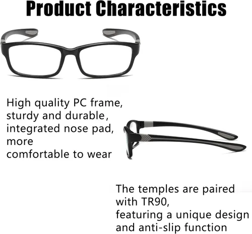 Miniatura 4 de Gafas de lectura para hombre, 4 pares, ultra ligeras, TR90, estilo deportivo, bloqueo de luz azul, lectores+3.5