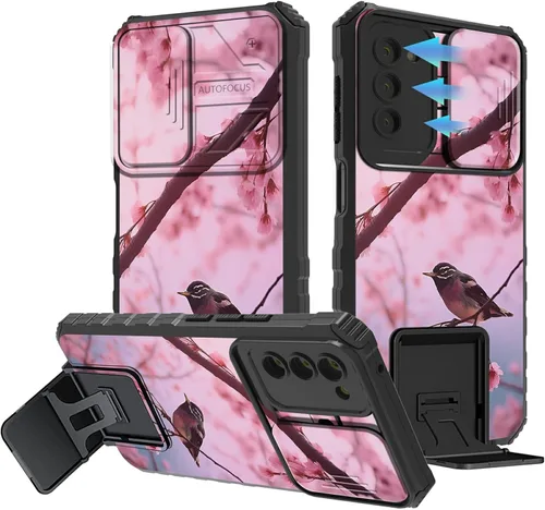 Miniatura 632 de Funda para Samsung Galaxy S22 Ultra 5G, Galaxy S22 Ultra con cubierta de cámara deslizante, funda resistente de doble capa con función atril Black