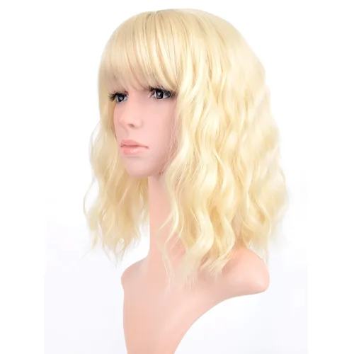Miniatura 12 de VCKOVCKO Peluca natural ondulada rosa pastel, pelucas coloridas con flequillo de aire, pelucas cortas estilo Bob para mujer, pelucas largas hasta