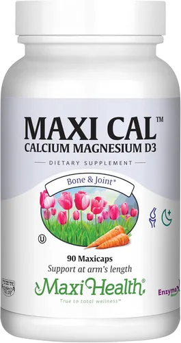 Maxi Health Suplemento de calcio de 1000 mg con vitamina D3 (1000 UI) y magnesio (500 mg) - Soporte para huesos, dientes y articulaciones para