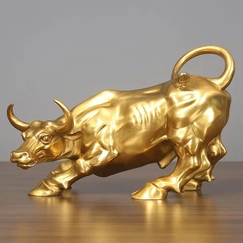 Figura de toro de latón – Decoración artística de toro de pared, figura de toro/vaca/buey de bronce, estatuas y esculturas para decoración del hogar