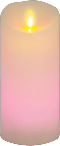 Luminara Vela LED sin llama que cambia de color, 3 x 6.5 pulgadas, llama móvil de cera real, funciona con pilas con control remoto de 18 botones,