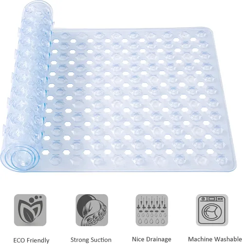 Miniatura 3 de Tapete de ducha antideslizante para bañera, tapete de baño antideslizante para baño, tapete de ducha con ventosas, 34.5 x 15.5 (transparente)