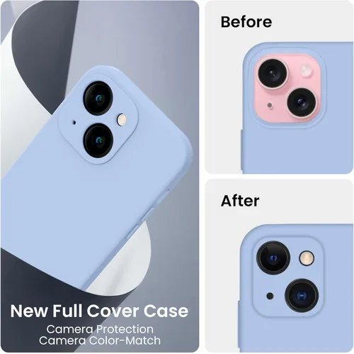 Miniatura 3 de FireNova Funda diseñada para iPhone 15, funda de silicona mejorada [protección de cámara] con [2 protectores de pantalla], forro interior de Azul