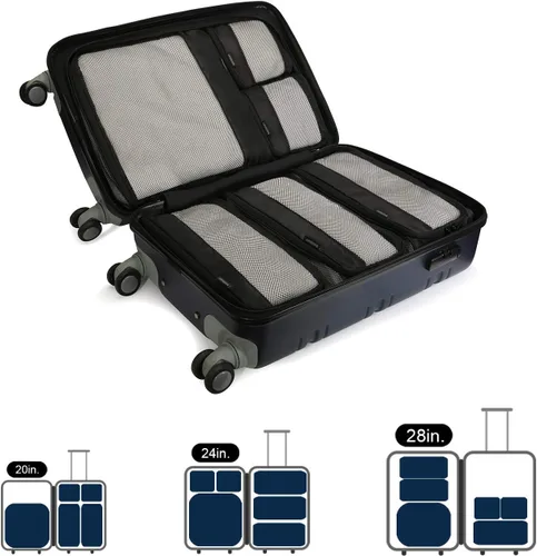 Miniatura 6 de BAGSMART - Juego de 7 cubos de embalaje para artículos esenciales de viaje, bolsas organizadoras ligeras de equipaje con bolsa para zapatos