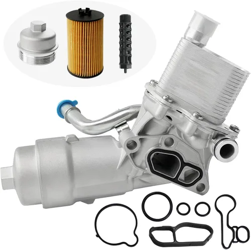 Conjunto adaptador de carcasa del filtro del enfriador de aceite del motor con junta, inserto de filtro, tapa de aluminio compatible con Turbo 1.4L