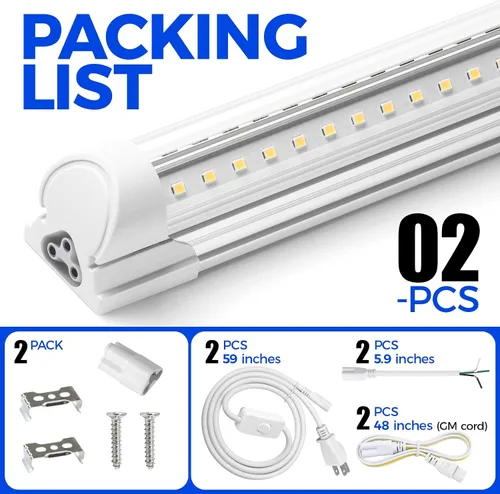 Miniatura 8 de Barrina Luces LED para tienda de 2 pies, 20 W, 3000 lúmenes, 5000 K, lámpara LED T8, cubierta transparente, luz de techo y tienda de servicios