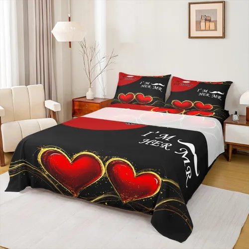 Miniatura 24 de Dog Side My Side - Juego de sábanas de tamaño Queen, color negro y blanco, sábana bajera ajustable para mujeres y hombres, sábanas románticas