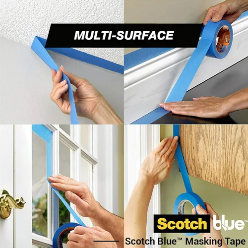Miniatura 3 de 3M ScotchBlue 2090 - Cinta adhesiva para pintores, multisuperficie, adherencia media, preparación de pared para pintura, 0.5 pulgadas x 60 yardas