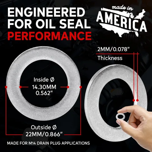 Miniatura 3 de VOTEX -Fabricado en Estados Unidos- Arandela de trituración de tapón de drenaje de aceite M14 14MM, anillo de sello de junta - Compatible con Acura