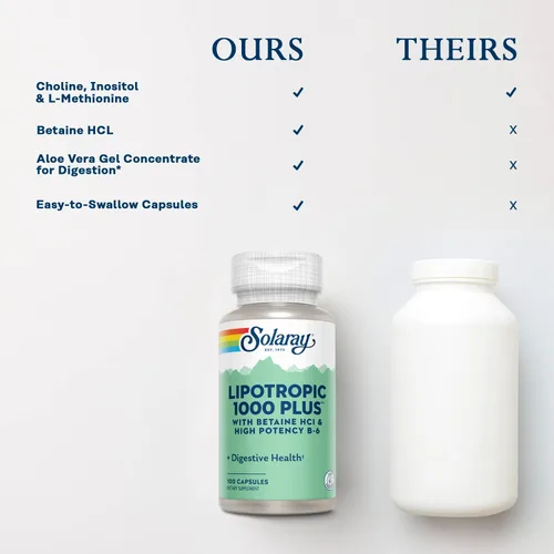 Miniatura 6 de SOLARAY Lipotropic 1000 Plus Cápsulas Vitaminas 100 Recuento