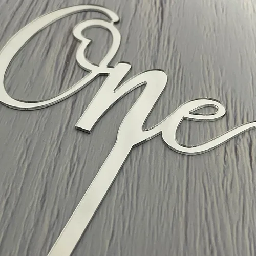 Miniatura 3 de Decoración de pastel número uno con espejo plateado para decoración de pastel de primer cumpleaños, decoración de fiesta de cumpleaños de un año