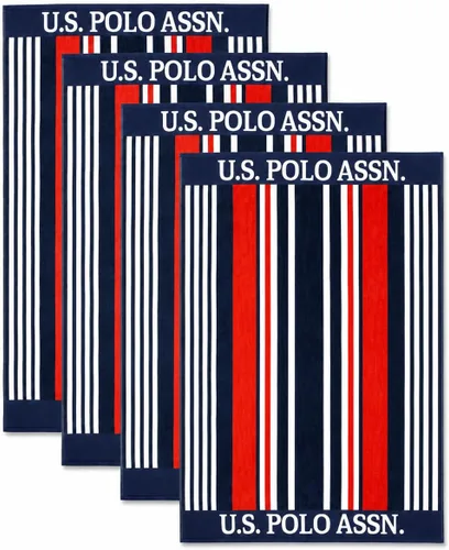 Miniatura 46 de U.S. Polo Assn. Toalla de playa de gran tamaño (40 x 70 pulgadas), diseño náutico a rayas, de lujo, algodón de felpa de calidad de hotel para baño