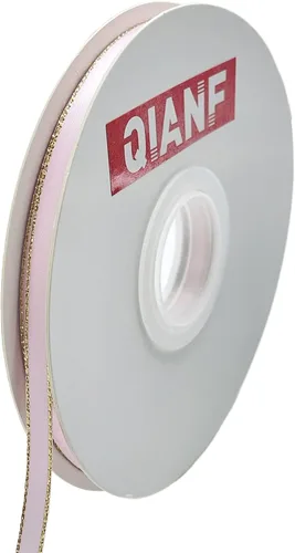 Miniatura 2 de QIANF Cinta de satén rosa de doble cara con borde dorado para envolver regalos, lazos para el cabello, decoración de fiesta de boda, costura