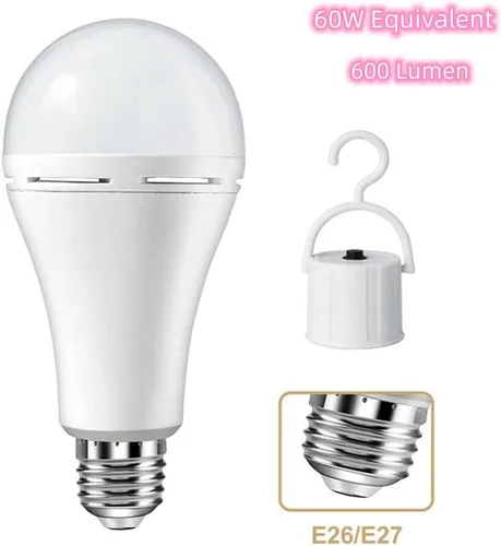 Miniatura 5 de NOTOC Bombillas recargables de 9 W, funciona con pilas, 600 lúmenes, 3000 K, blanco cálido para cortes de energía, campamento, actividades al aire