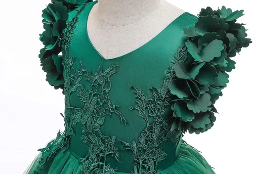 Miniatura 8 de Weileenice Vestido de encaje para niña de flores, para boda, Navidad, fiesta