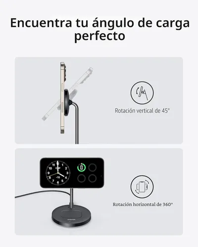 Miniatura 4 de Anker Soporte de Cargador MagGo Compatible con MagSafe, Cargador Inalámbrico para iPhone 17, Estación de Carga 2 en 1, Certificado Qi2 Carga Rápida